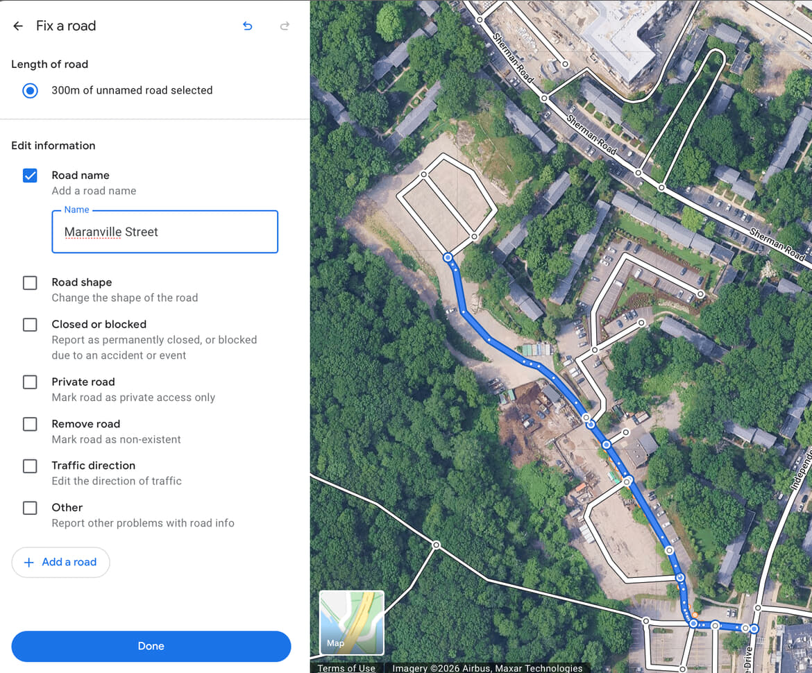 An attempted correction of Google Maps